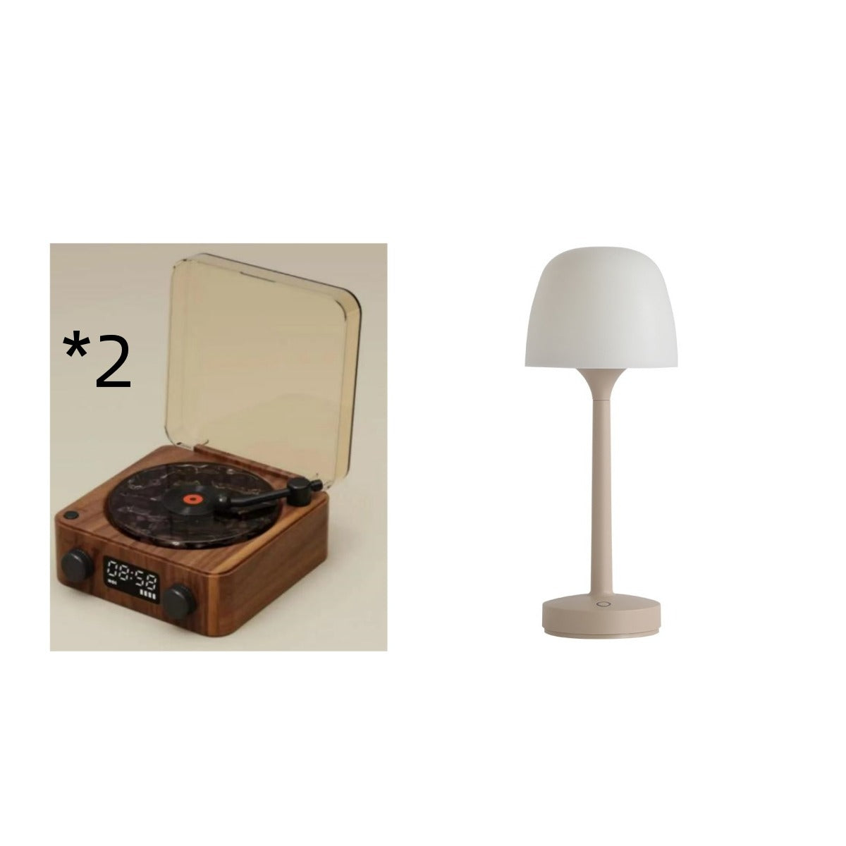 Retro Bluetooth Turntable Speaker with RGB Light & White Noise