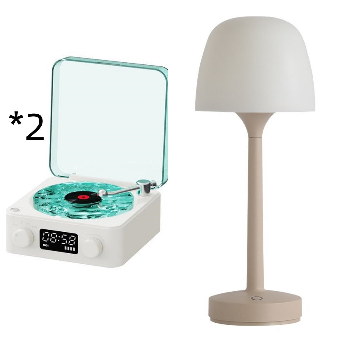Retro Bluetooth Turntable Speaker with RGB Light & White Noise