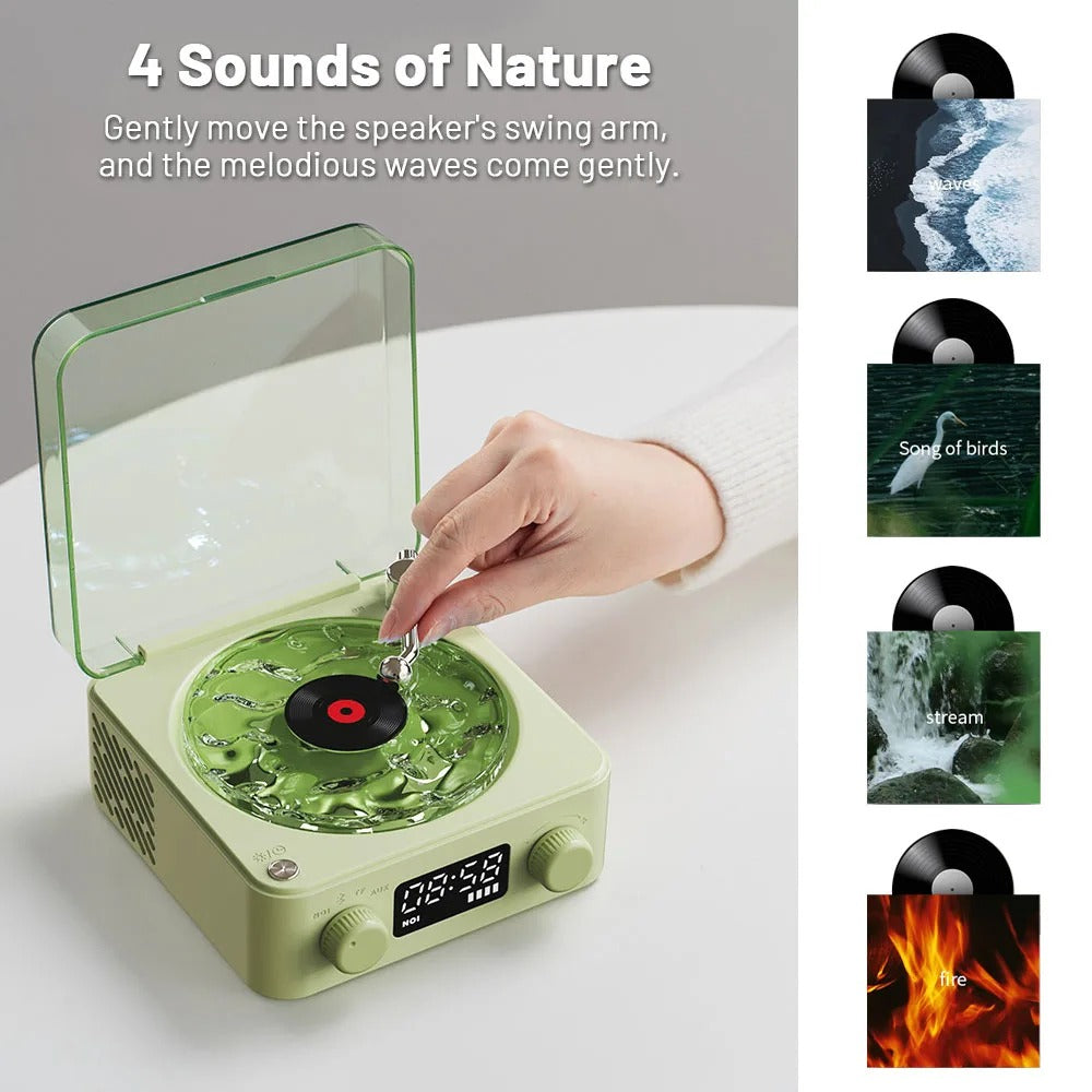 Retro Bluetooth Turntable Speaker with RGB Light & White Noise